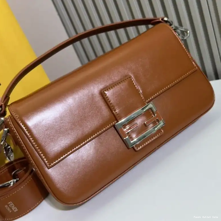 Affordable Tiffany Medium In Brown Leather Baguette Smooth Fendi Bag 0517